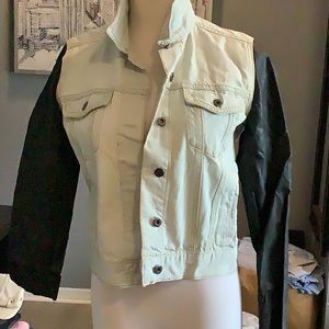 Jean and pleather sleeved jacket med